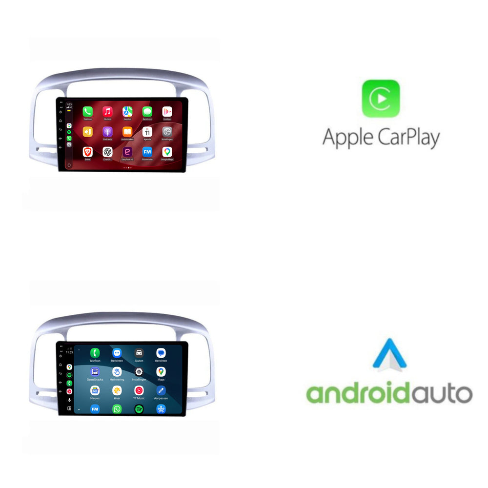 Hyundai Accent CarPlay & Android Auto radio | 2007 t/m 2011 | 9 inch | Android 15 | Zilver | CTX-7174