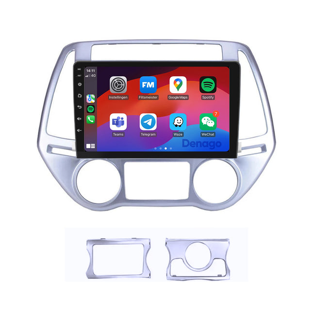 Hyundai i20 CarPlay autoradio | 2008 t/m 2014 | Denago DNG-A154 | 9 inch | Android 13 | Draadloos CarPlay & Android Auto