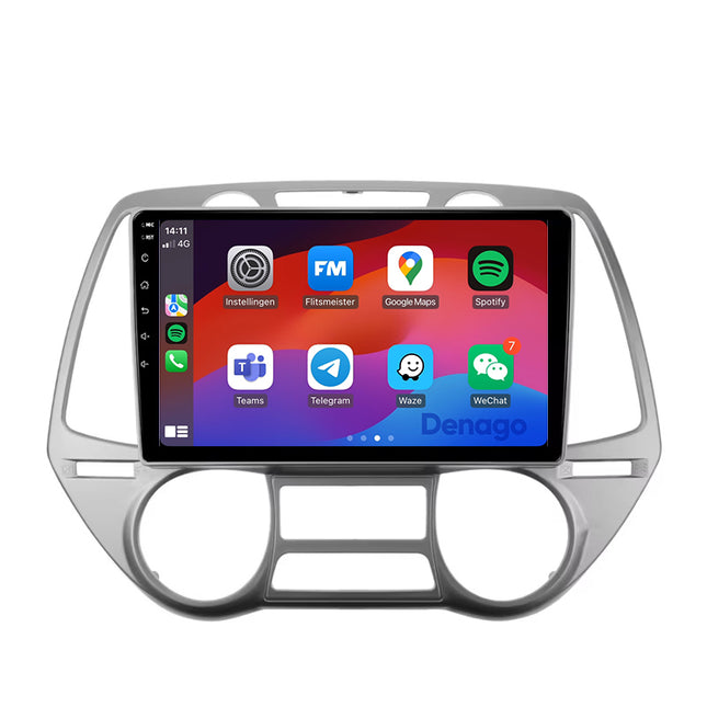 Hyundai i20 CarPlay autoradio | 2008 t/m 2014 | Denago DNG-A336 | 9 inch | Android 13 | Draadloos CarPlay & Android Auto