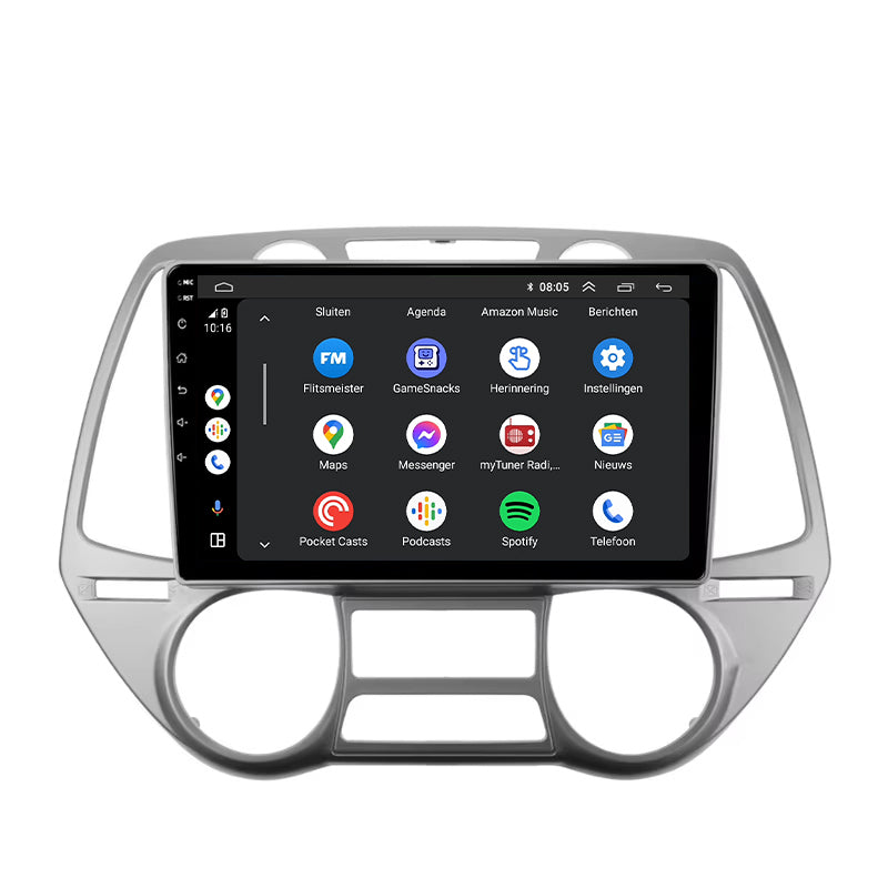 Hyundai i20 | Androide 13 | Radio de coche | 2008 a 2014 | CarPlay y Android Auto