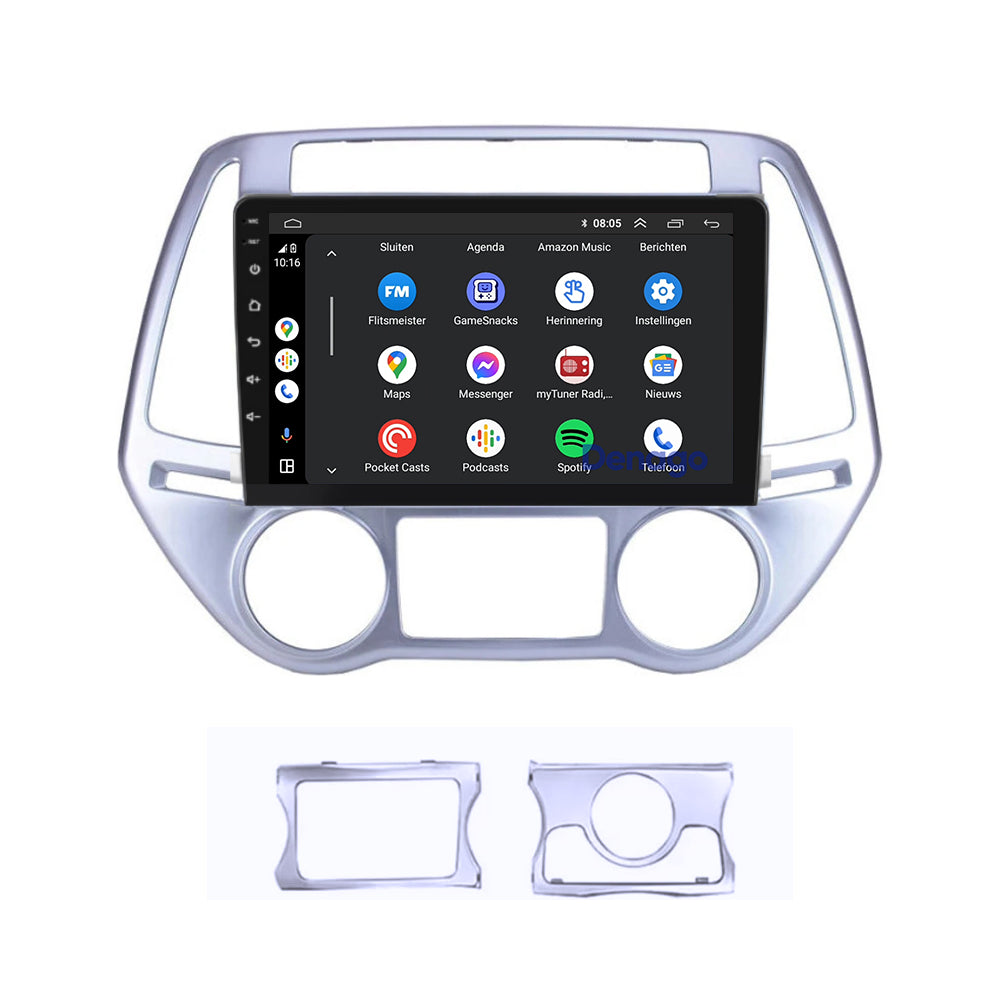 Radio de coche Hyundai i20 CarPlay | 2008 a 2014 | Denago DNG-A154 | 9 pulgadas | Androide 13 | CarPlay inalámbrico y Android Auto