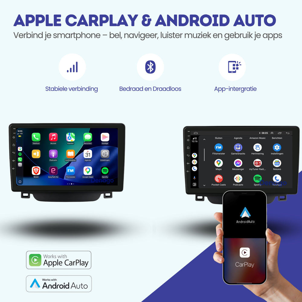 Hyundai i30 CarPlay autoradio | 2012 t/m 2017 | Denago DNG-A451 | 9 inch | Android 13 | Draadloos CarPlay & Android Auto