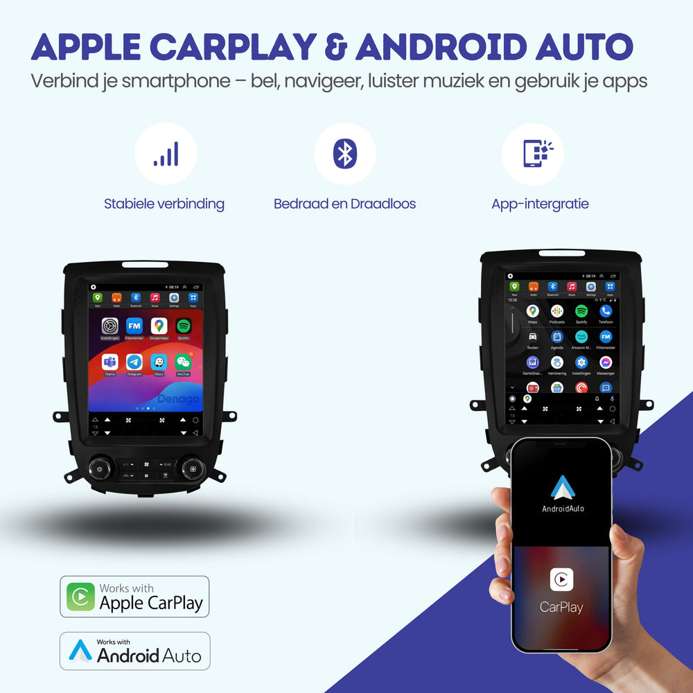 Hyundai Santa Fe 2 CarPlay autoradio | 2006 t/m 2012 | Denago DNG-A439 | 9.7 inch Tesla Style | Android 13 | Draadloos CarPlay & Android Auto