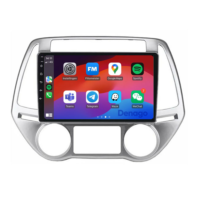 Radio de coche Hyundai i20 CarPlay | 2008 a 2014 | Denago DNG-A336 | 9 pulgadas | Androide 13 | CarPlay inalámbrico y Android Auto