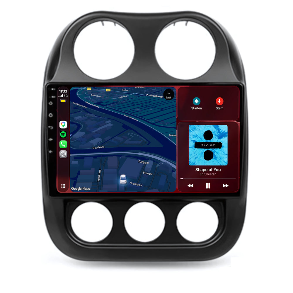 Jeep Compass | Android 15 | 9 inch Autoradio | 2010 t/m 2016 | CarPlay & Android Auto