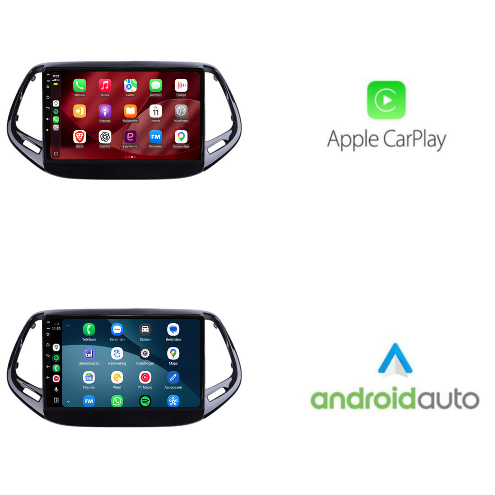 Jeep Compass CarPlay & Android Auto radio | 2017 t/m 2020 | 9 inch | Android 15 | CTX-7122
