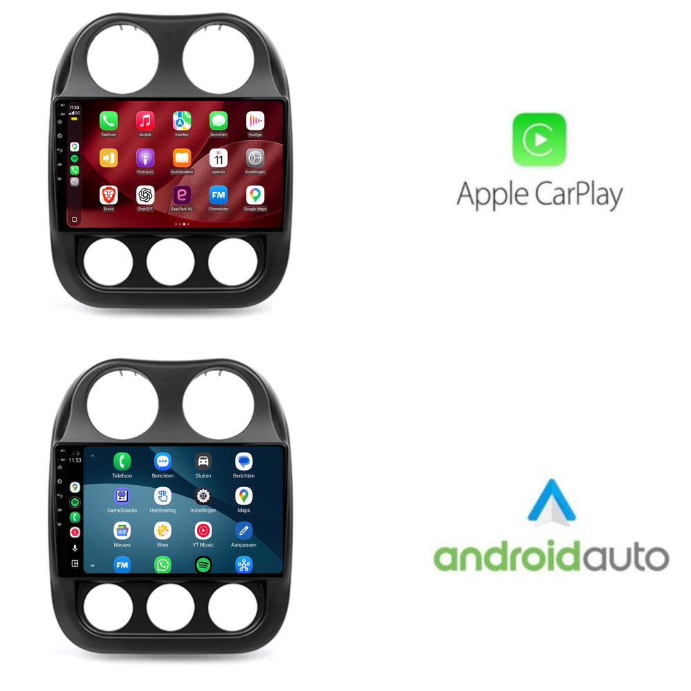 Jeep Compass | Android 15 | 9 inch Autoradio | 2010 t/m 2016 | CarPlay & Android Auto