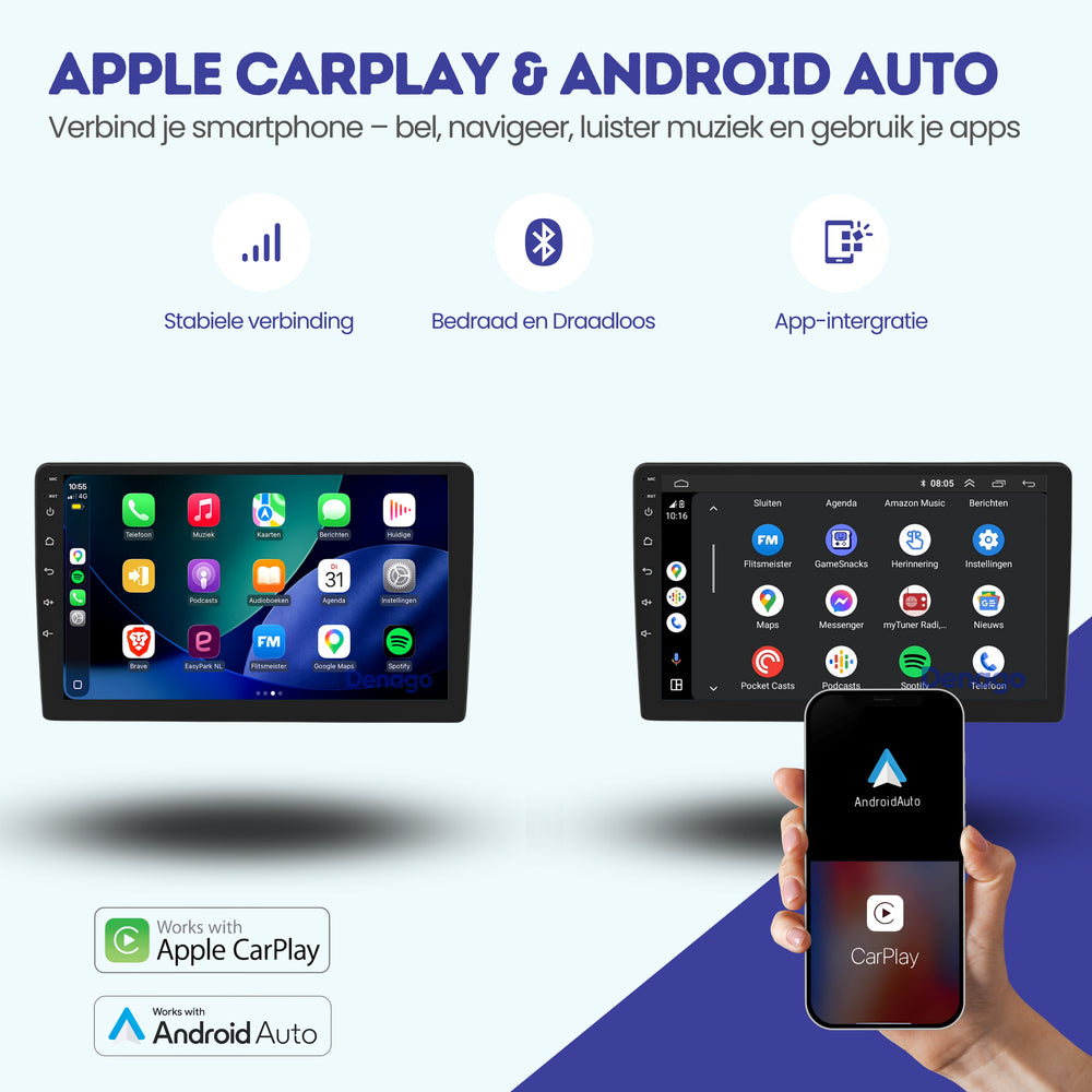 Jeep Grand Cherokee CarPlay autoradio | 2008 t/m 2013 | Denago DNG-A473 | 9 inch | Android 13 | Draadloos CarPlay & Android Auto