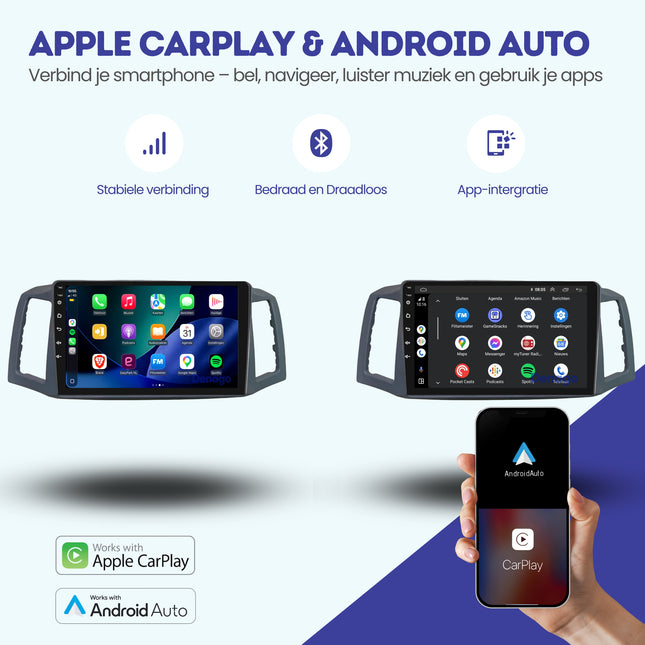 Jeep Grand Cherokee CarPlay autoradio | 2004 t/m 2007 | Denago DNG-A502 | 9 inch | Android 13 | Draadloos CarPlay & Android Auto