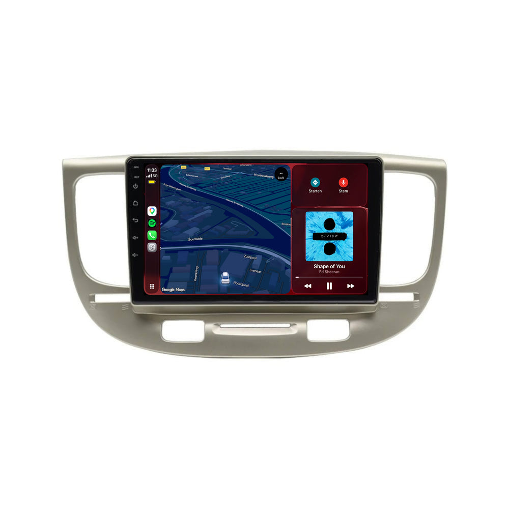 Kia Rio CarPlay & Android Auto radio | 2006 t/m 2010 | 9 inch | Android 15 | Beige | CTX-7173