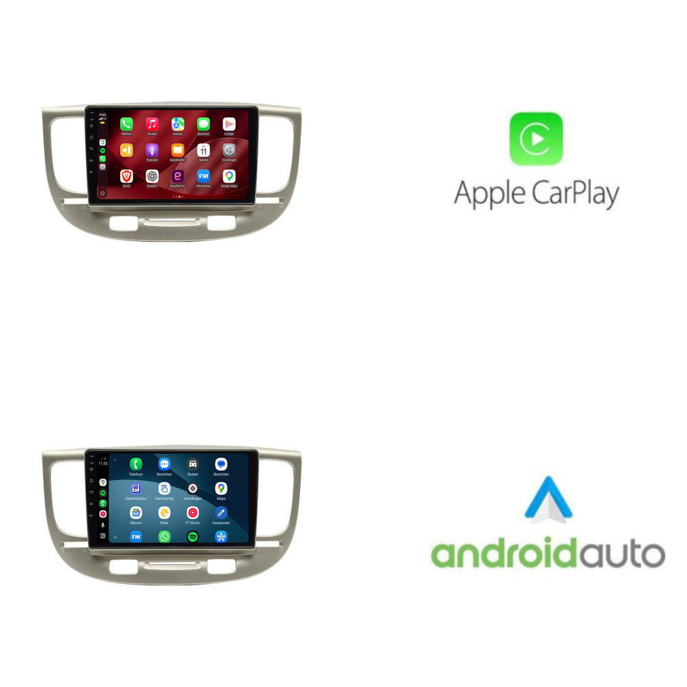 Kia Rio CarPlay & Android Auto radio | 2006 t/m 2010 | 9 inch | Android 15 | Beige | CTX-7173