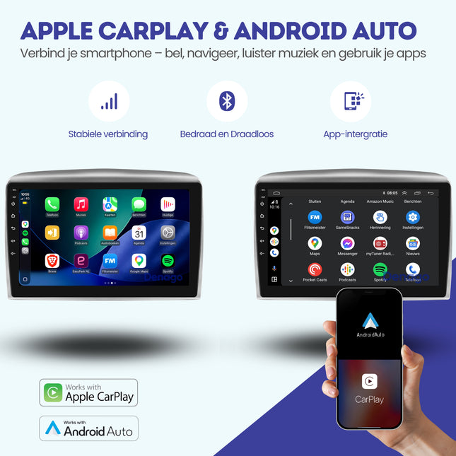 Lancia Ypsilon CarPlay autoradio | 2006 t/m 2011 | Denago DNG-A465 | 9 inch | Android 13 | Draadloos CarPlay & Android Auto