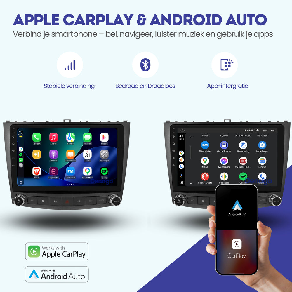 Lexus IS CarPlay autoradio | 2006 t/m 2012 | Denago DNG-A479 | 10 inch | Android 13 | Draadloos CarPlay & Android Auto