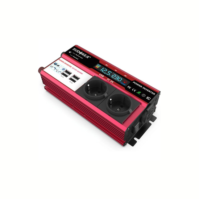 Omvormer 3000W 12V naar 230V | 4x USB & 2 Stopcontacten | Auto & Camper