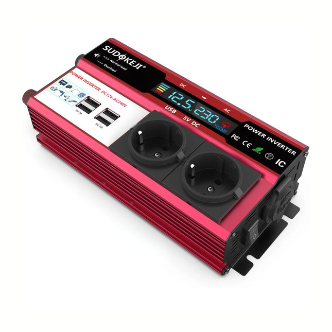 Omvormer 4000W – 12V naar 230V | Compact & Lichtgewicht | Voor Auto, Camper of Boot