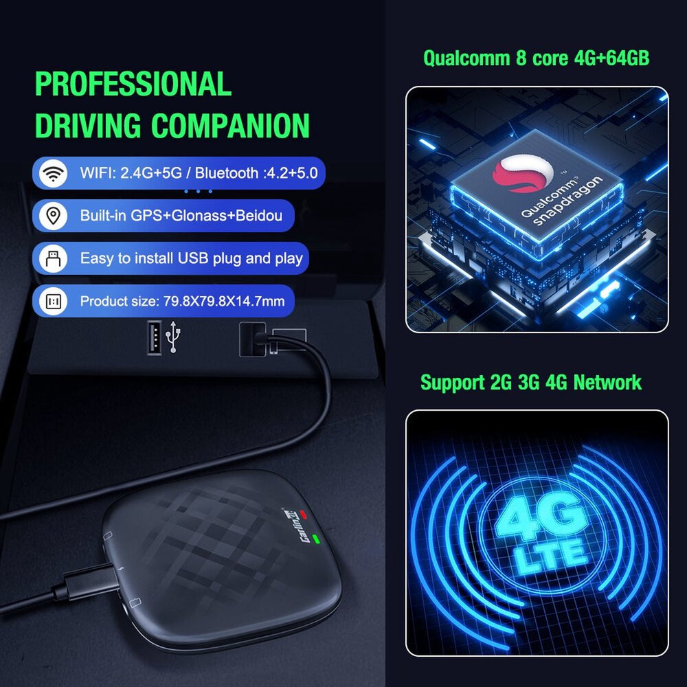 Carlinkit TBox Plus – Android 13 entertainment in je auto | 4+64GB | Netflix & Youtube | Ulta versie