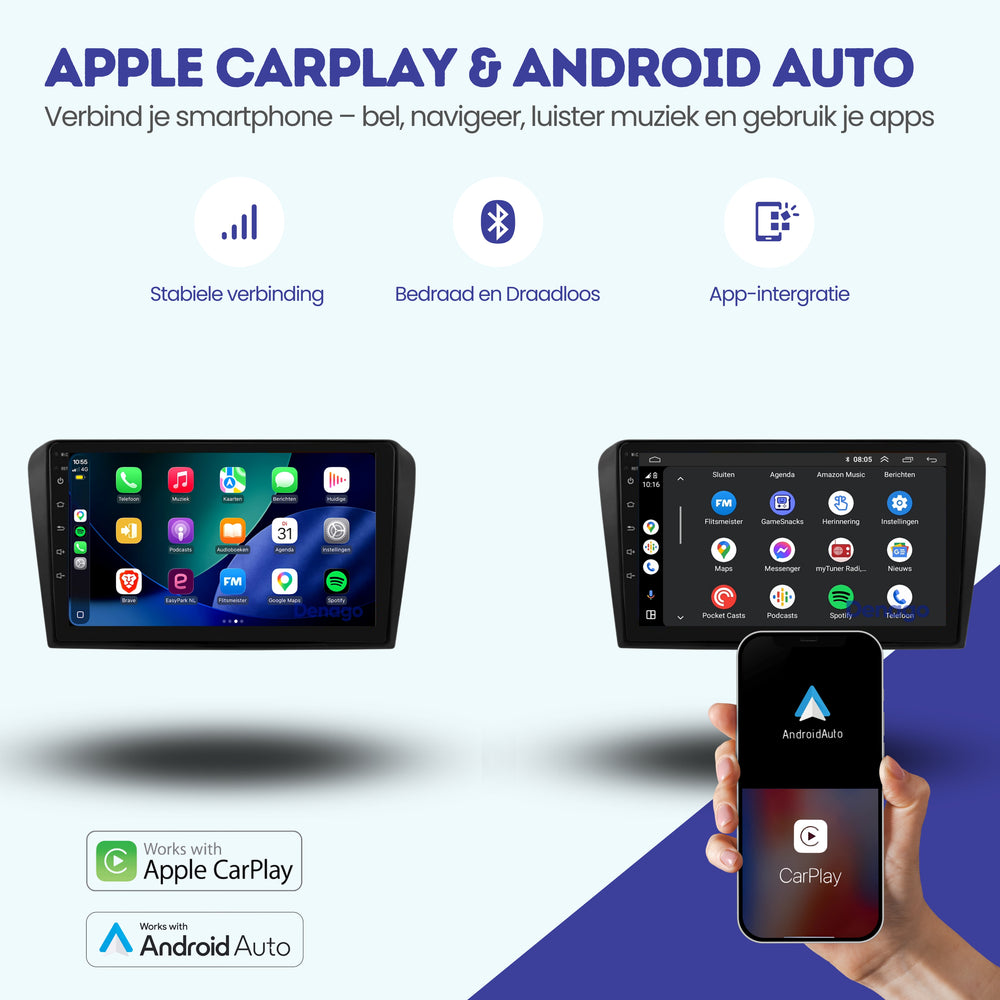 Mazda 3 CarPlay autoradio | 2003 t/m 2009 | Denago DNG-A467 | 9 inch | Android 13 | Draadloos CarPlay & Android Auto