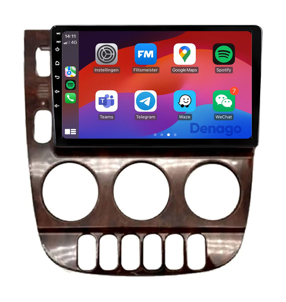 Mercedes ML CarPlay autoradio | 1999 t/m 2004 | Denago DNG-A104 | 9 inch | Android 13 | Draadloos CarPlay & Android Auto | Houtkleurig frame