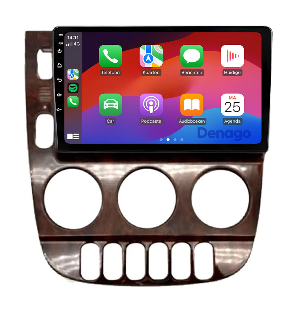 Mercedes ML CarPlay autoradio | 1999 t/m 2004 | Denago DNG-A104 | 9 inch | Android 13 | Draadloos CarPlay & Android Auto | Houtkleurig frame