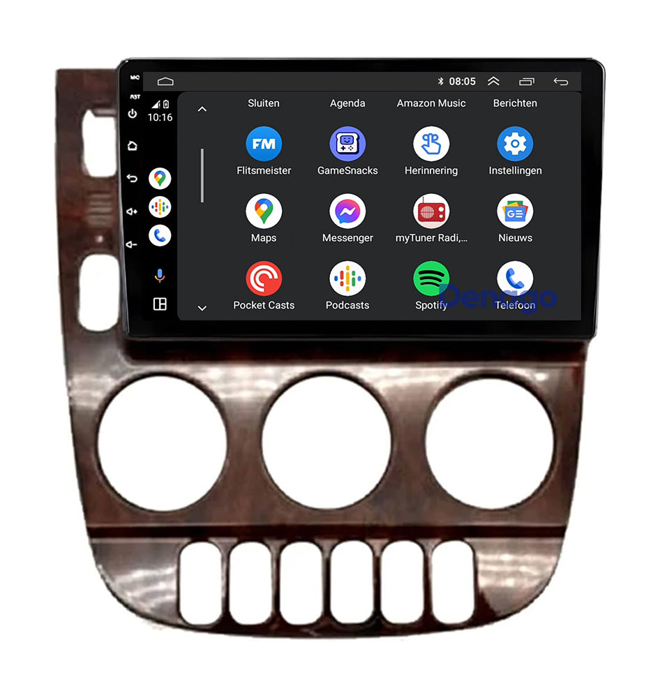 Mercedes ML CarPlay autoradio | 1999 t/m 2004 | Denago DNG-A104 | 9 inch | Android 13 | Draadloos CarPlay & Android Auto | Houtkleurig frame