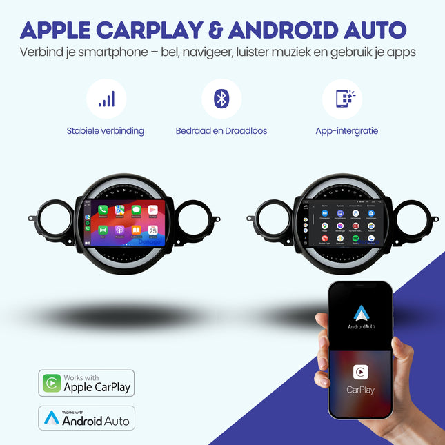 Mini Cooper R56 CarPlay autoradio | 2008 t/m 2013 | Denago DNG-A402 | 9 inch | Android 13 | Draadloos CarPlay & Android Auto