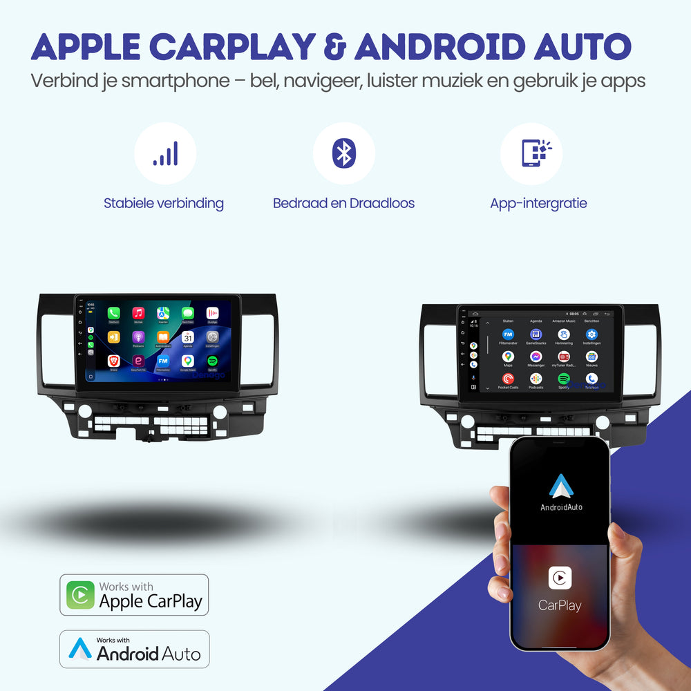 Mitsubishi Lancer CY CarPlay autoradio | 2008 t/m 2012 | Denago DNG-A460 | 9 inch | Android 13 | Draadloos CarPlay & Android Auto