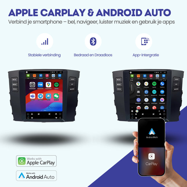 Mitsubishi Pajero CarPlay autoradio | 2006 t/m 2014 | Denago DNG-A414 | 10 inch Tesla Style | Android 13 | Draadloos CarPlay & Android Auto