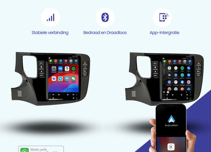 Mitsubishi Outlander CarPlay autoradio | 2012 t/m 2019 | Denago DNG-A412 | 10 inch Tesla Style | Android 13 | Draadloos CarPlay & Android Auto
