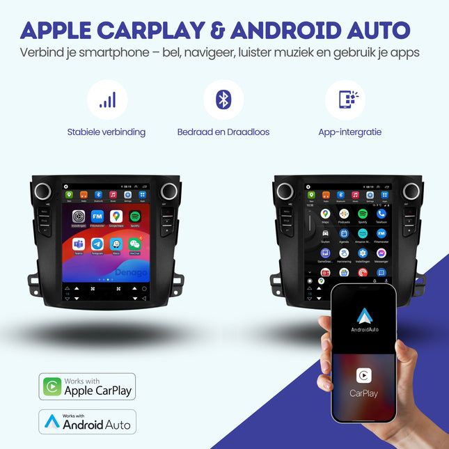 Mitsubishi Outlander CarPlay autoradio | 2008 t/m 2012 | Denago DNG-A413 | 10 inch Tesla Style | Android 13 | Draadloos CarPlay & Android Auto