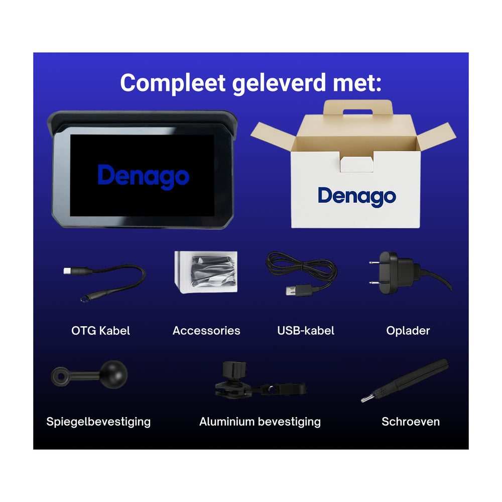 Motor CarPlay navigatie | Denago DNG-1185 | 9 inch | Draadloos CarPlay & Android Auto | Motornavigatie | Bluetooth verbinding oordopjes