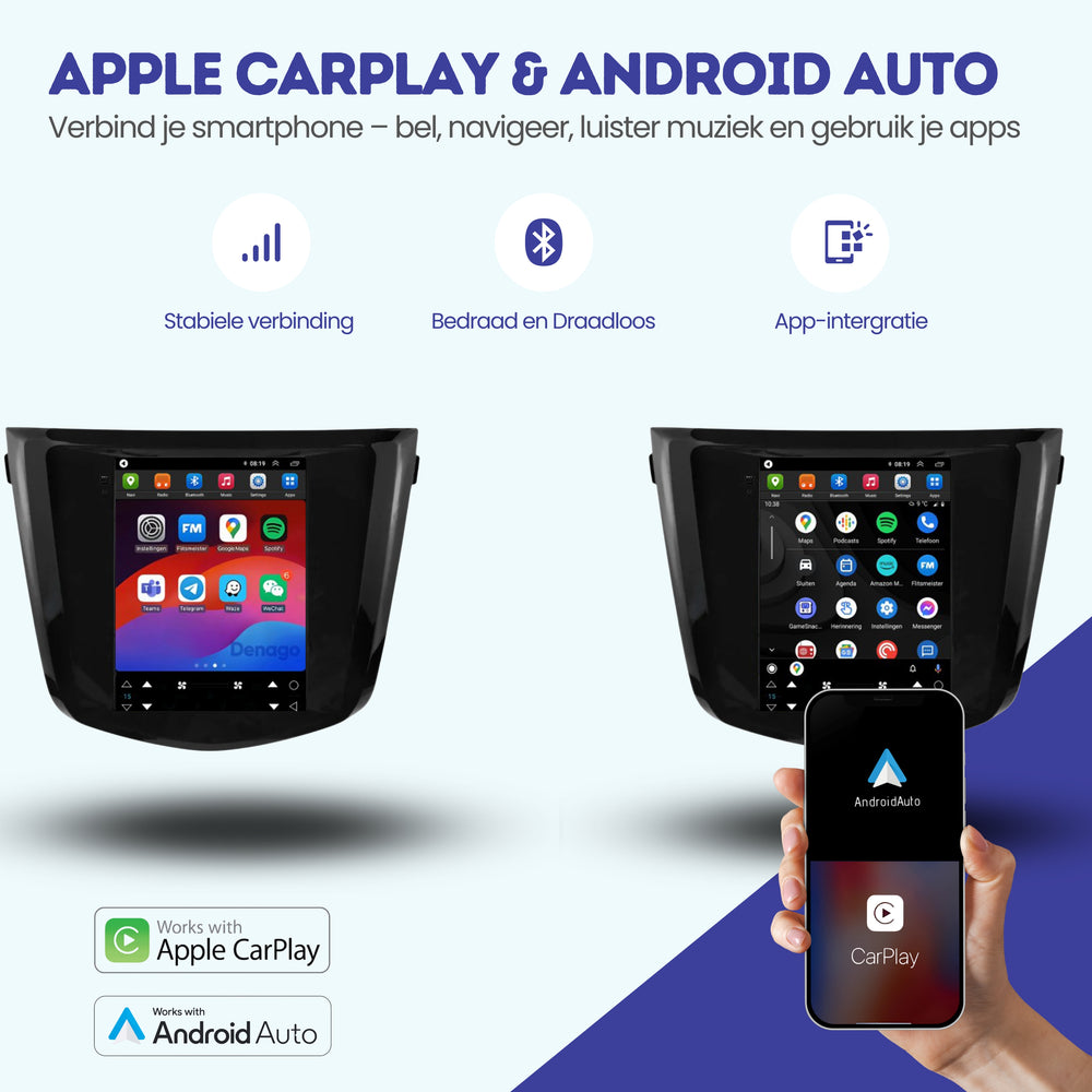 Nissan Qashqai CarPlay autoradio | 2014 t/m 2021 | Denago DNG-A461 | 9.7 inch Tesla Style | Android 13 | Draadloos CarPlay & Android Auto