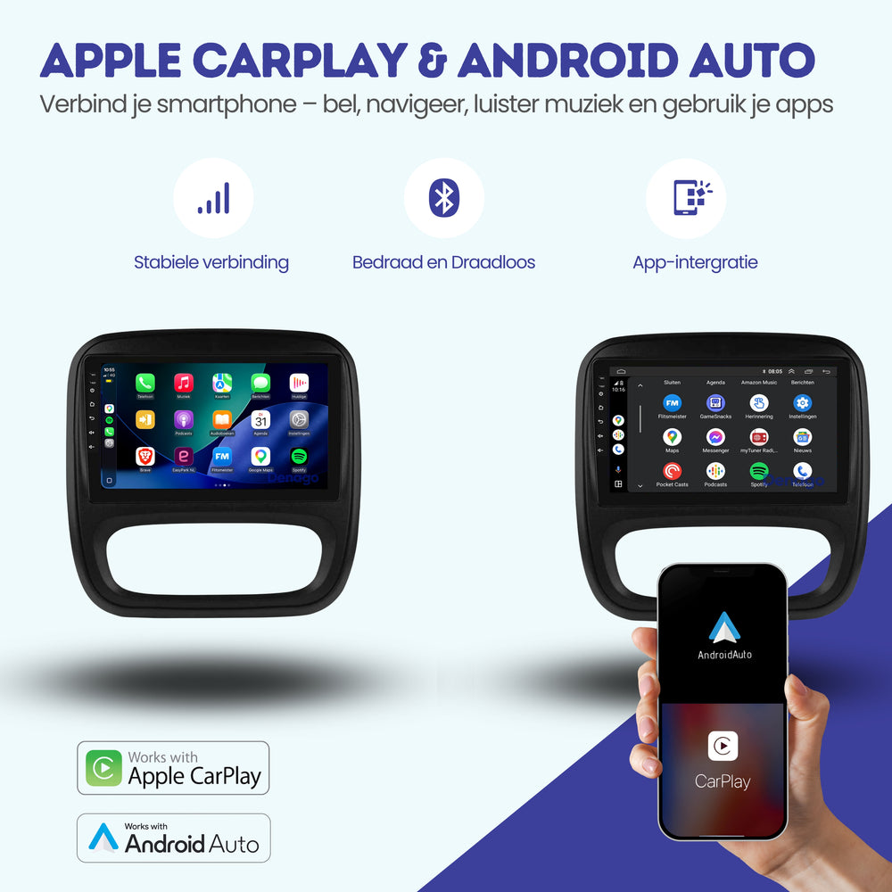 Renault Trafic 3 CarPlay autoradio | 2014 t/m 2021 | Denago DNG-A494 | 9 inch | Android 13 | Draadloos CarPlay & Android Auto