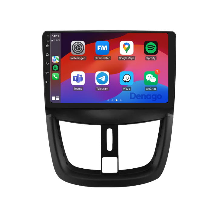 Autoradio CarPlay pour Peugeot 207 (2006-2015) | Denago DNG-A19 | Écran 9 pouces | Android 13 | CarPlay sans fil & Android Auto