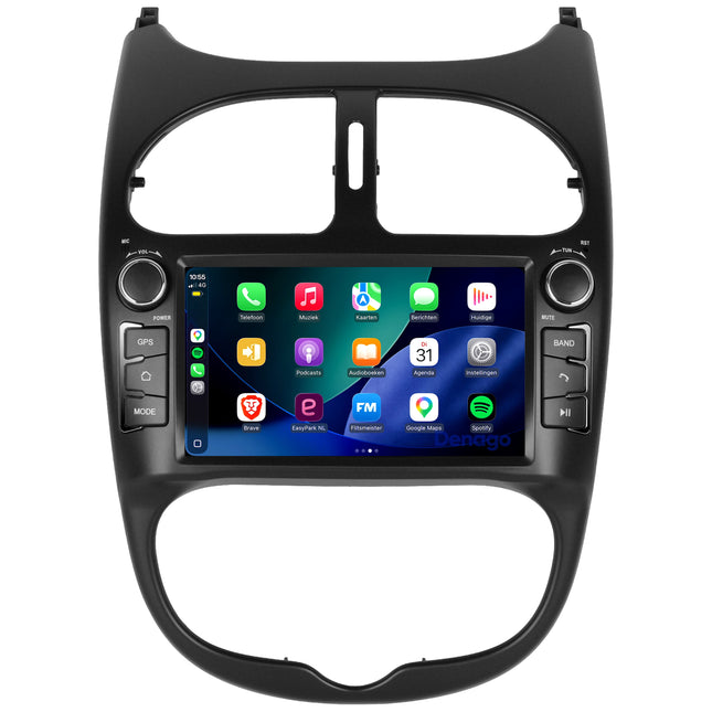Peugeot 206 CarPlay autoradio | 2000 t/m 2008 | Denago DNG-6447 | 9 inch | Android 13 | Draadloos CarPlay & Android Auto