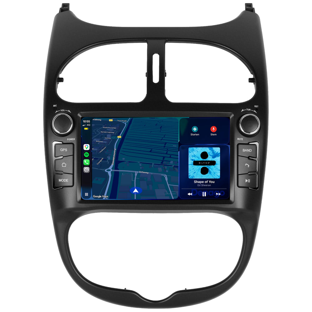 Peugeot 206 CarPlay autoradio | 2000 t/m 2008 | Denago DNG-6447 | 9 inch | Android 13 | Draadloos CarPlay & Android Auto