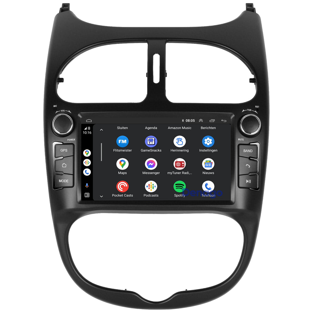 Peugeot 206 CarPlay autoradio | 2000 t/m 2008 | Denago DNG-6447 | 9 inch | Android 13 | Draadloos CarPlay & Android Auto