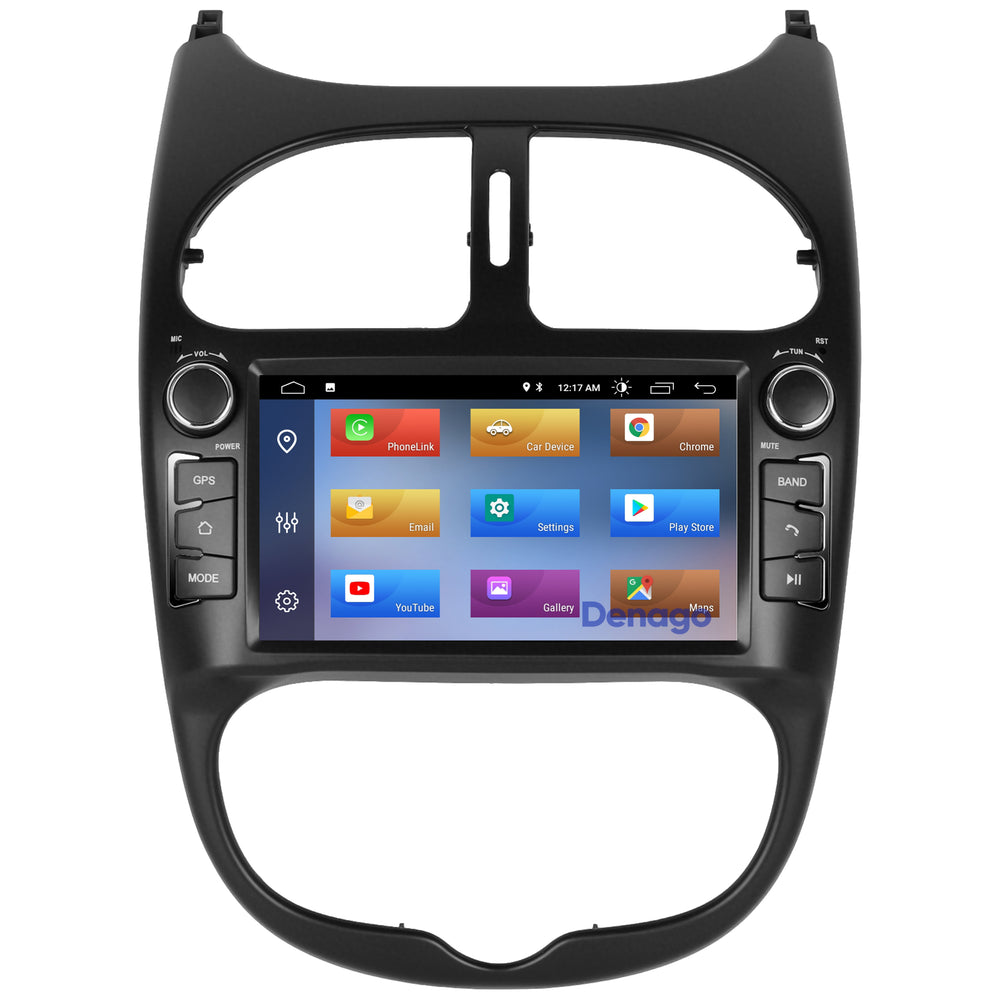 Peugeot 206 CarPlay autoradio | 2000 t/m 2008 | Denago DNG-6447 | 9 inch | Android 13 | Draadloos CarPlay & Android Auto