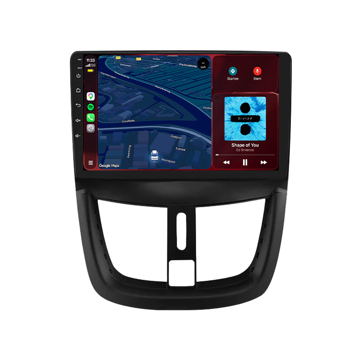 Peugeot 206+ CarPlay- og Android Auto-radio | 2009–2013 | 9 inch | Android 15 | CTX-7398
