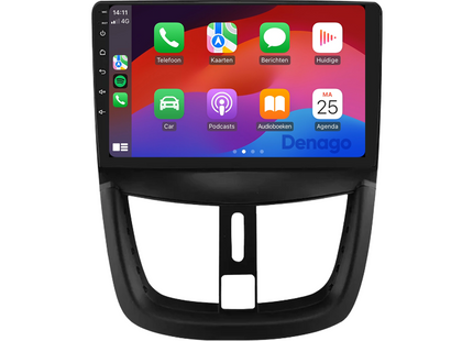 Peugeot 206+ CarPlay autoradio | 2009 t/m 2013 | Denago DNG-A398 | 9 inch | Android 13 | Draadloos CarPlay & Android Auto
