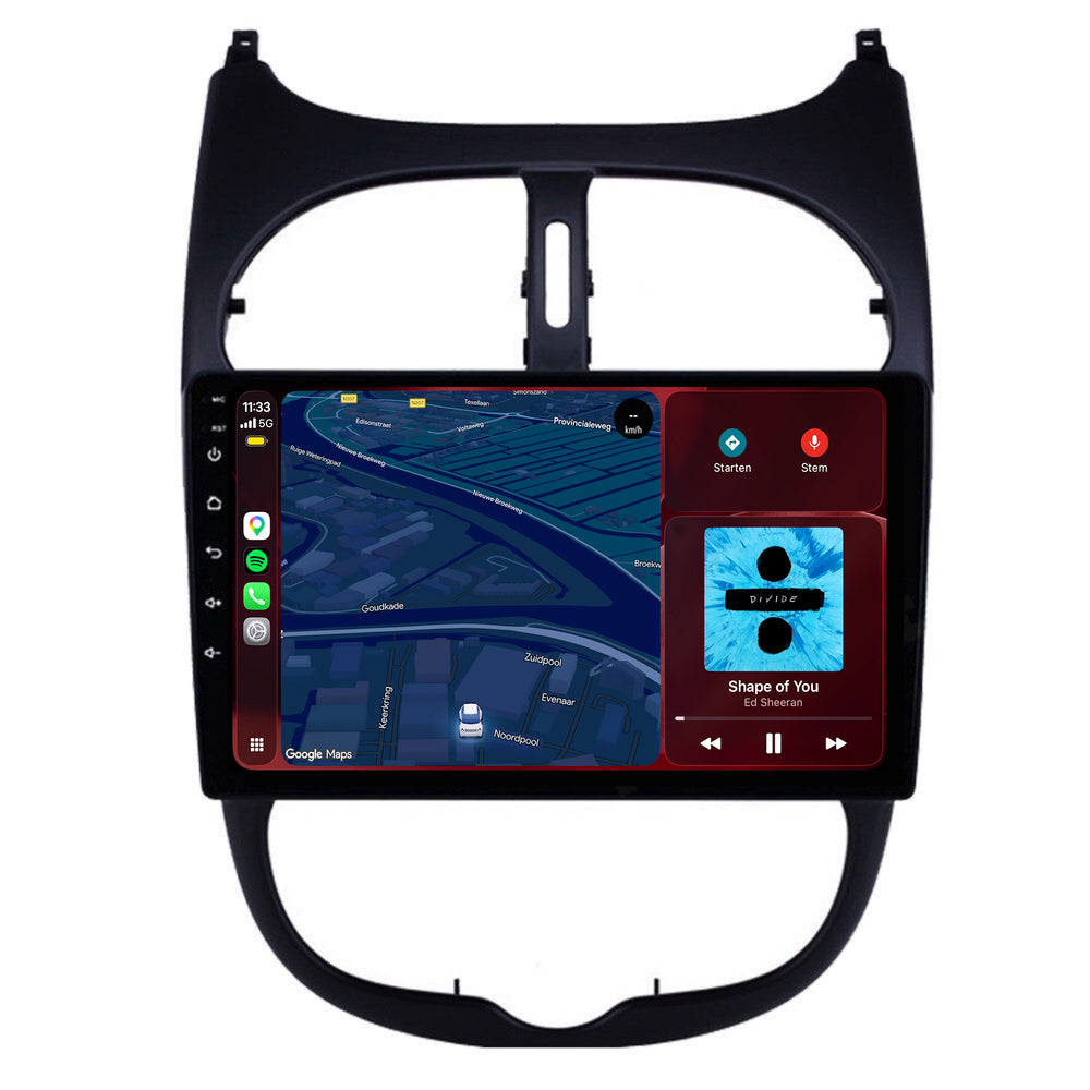 Peugeot 206 | Android 15 | 9 inch Autoradio | 1998 t/m 2009 | CarPlay & Android Auto