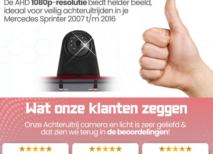 Mercedes Sprinter Tercera luz de freno Cámara de marcha atrás | 2007 a 2016 | Visión nocturna | Imagen HD