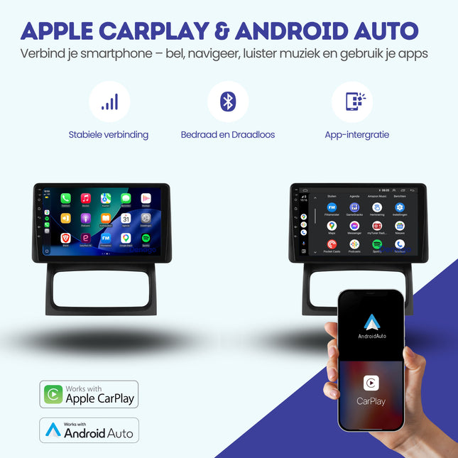 Renault Clio 2 CarPlay autoradio | 2005 t/m 2012 | Denago DNG-A424 | 9 inch | Android 13 | Draadloos CarPlay & Android Auto