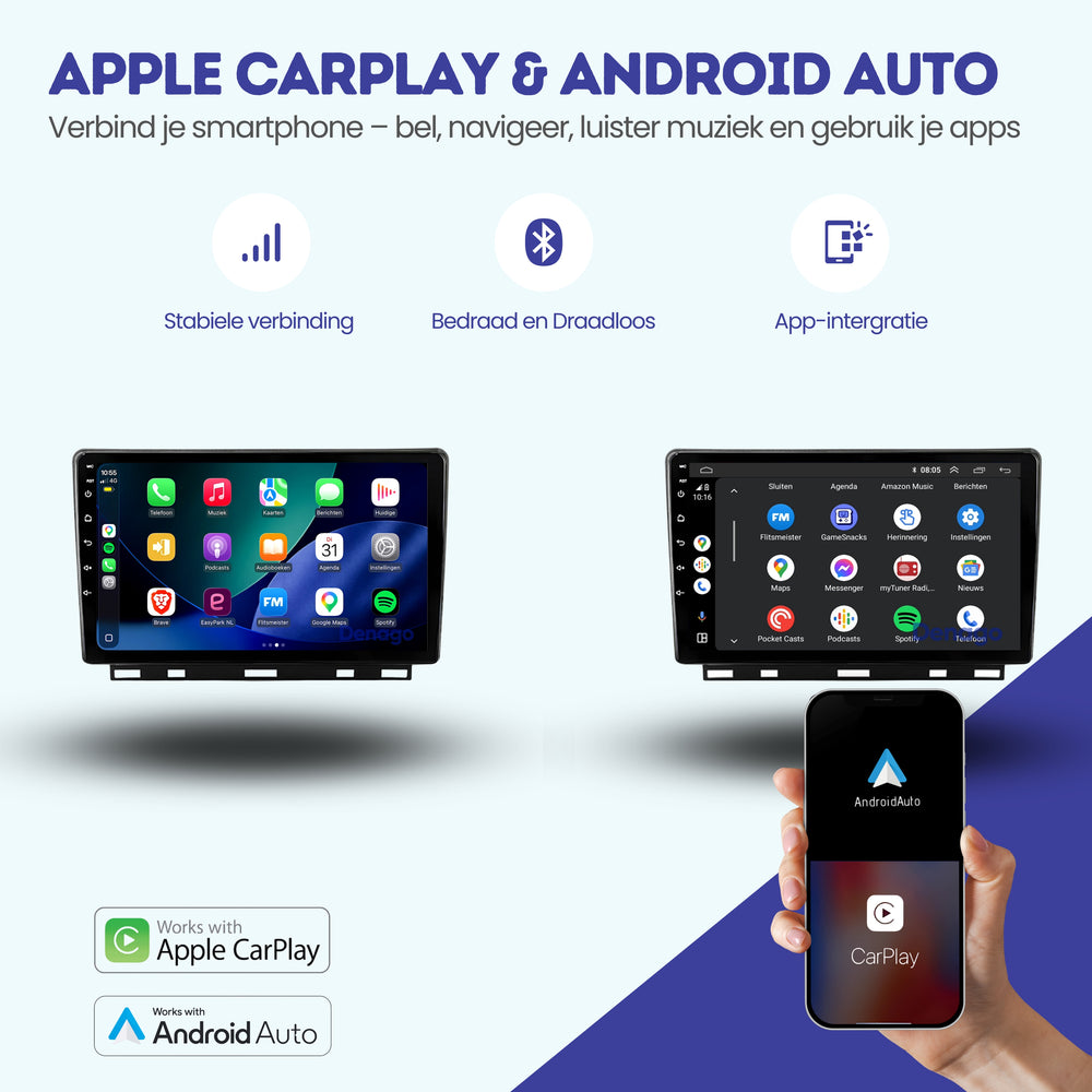 Renault Clio 5 CarPlay autoradio | 2019 t/m 2025 | Denago DNG-A485 | 9 inch | Android 13 | Draadloos CarPlay & Android Auto
