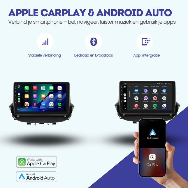 Renault Laguna 2 CarPlay autoradio | 2001 t/m 2007 | Denago DNG-A434 | 9 inch | Android 13 | Draadloos CarPlay & Android Auto