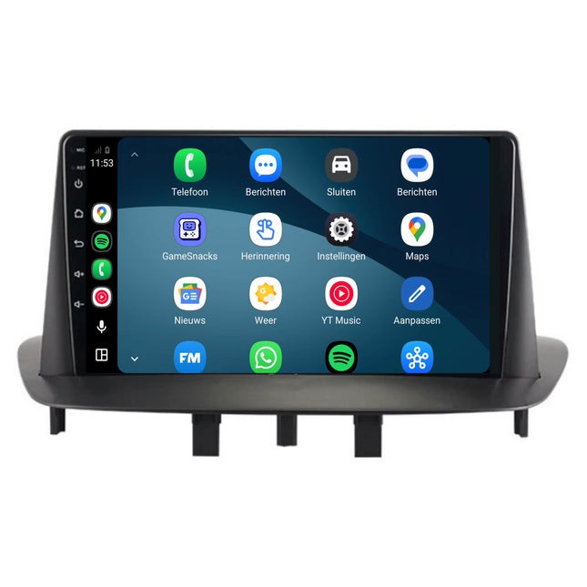 Renault Mégane III-radio med CarPlay og Android Auto | 2008 til og med 2016 | 9 tommer | Android 15 | CTX-7176