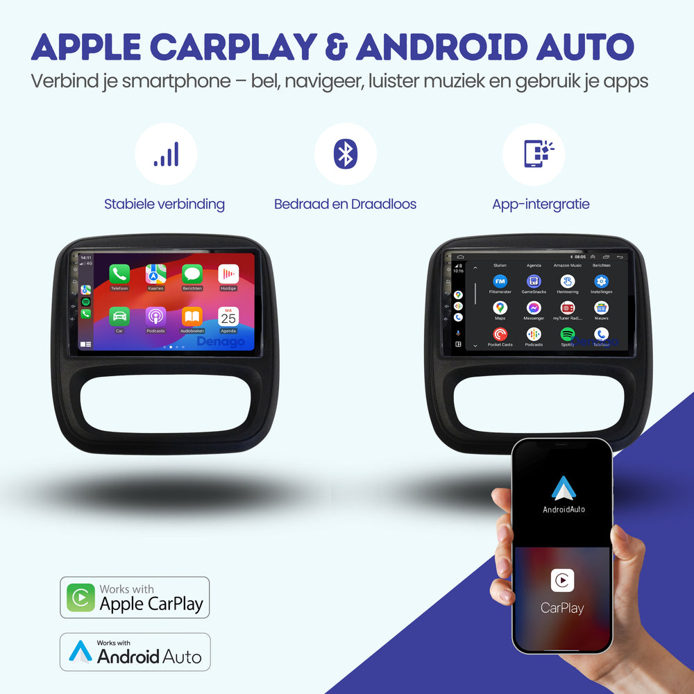 Renault Trafic CarPlay car radio | 2015 to 2021 | Denago DNG-A41R | 9 inches | Android 13 | Wireless CarPlay & Android Auto