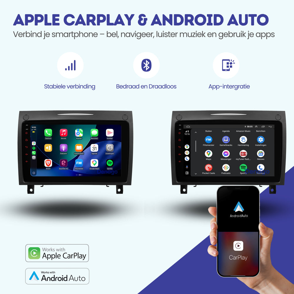 Mercedes SLK CarPlay autoradio | 2004 t/m 2010 | Denago DNG-A40 | 9 inch | Android 15 | Draadloos CarPlay & Android Auto