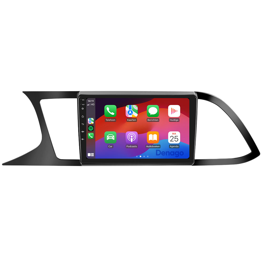Seat Leon CarPlay car radio | Matt Black | 2013 to 2020 | Denago DNG-A395 | 9 inches | Android 13 | Wireless CarPlay & Android Auto