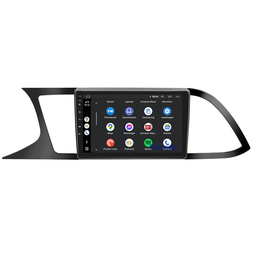 Seat Leon CarPlay car radio | Matt Black | 2013 to 2020 | Denago DNG-A395 | 9 inches | Android 13 | Wireless CarPlay & Android Auto