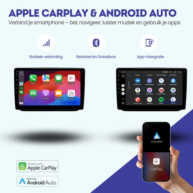 Skoda Fabia CarPlay autoradio | 2007 t/m 2015 | Denago DNG-A392 | 9 inch | Android 13 | Draadloos CarPlay & Android Auto
